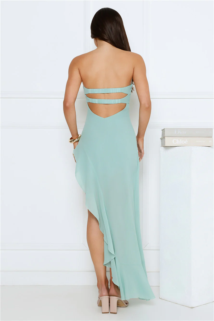 Sparkle Every Day Strapless Maxi Dress Sage