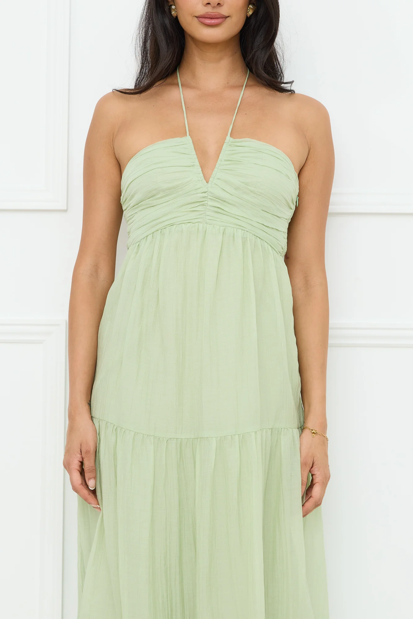 Sunshine Escape Halter Maxi Dress Sage