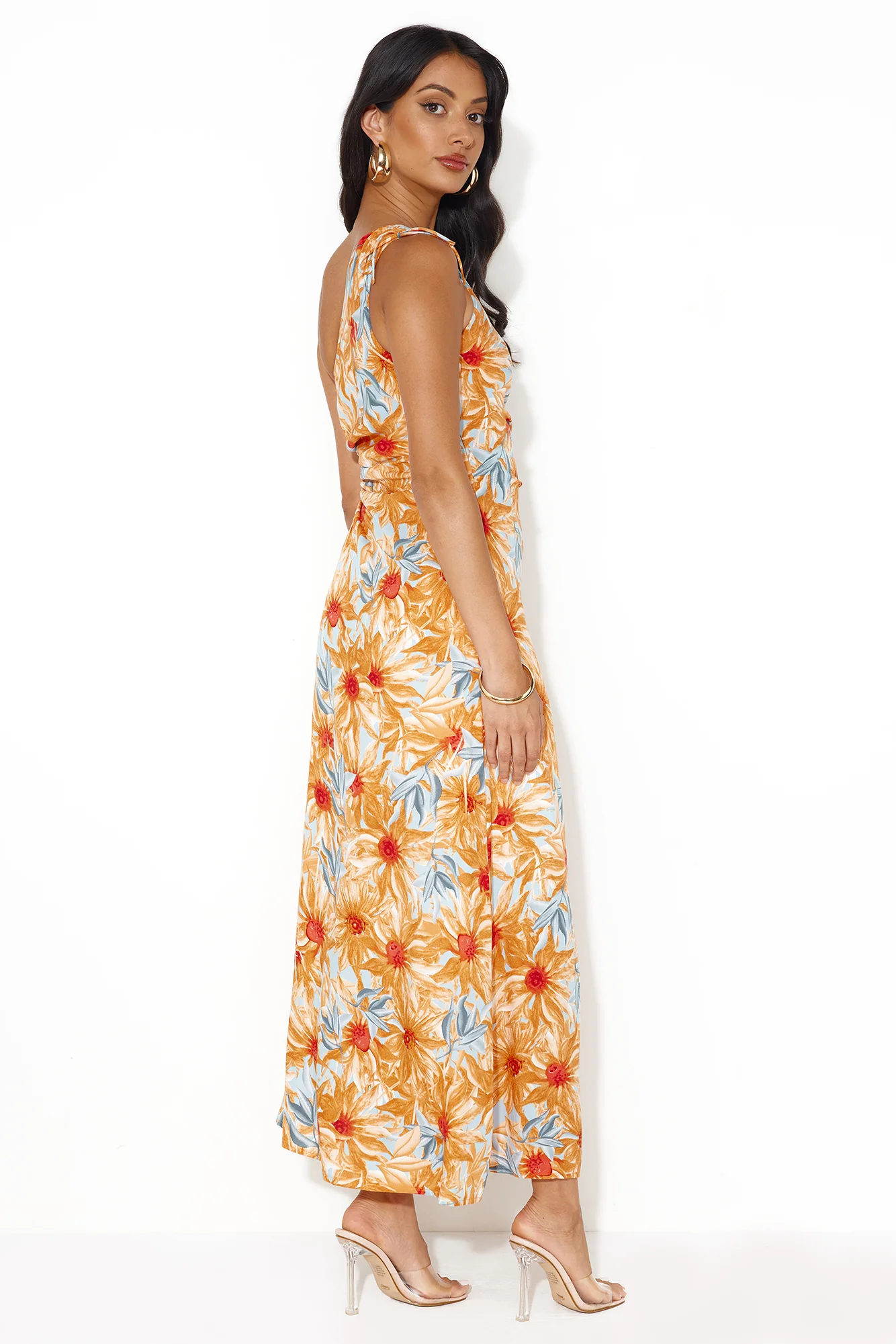 Ticket Anywhere One Shoulder Maxi Dress Orange