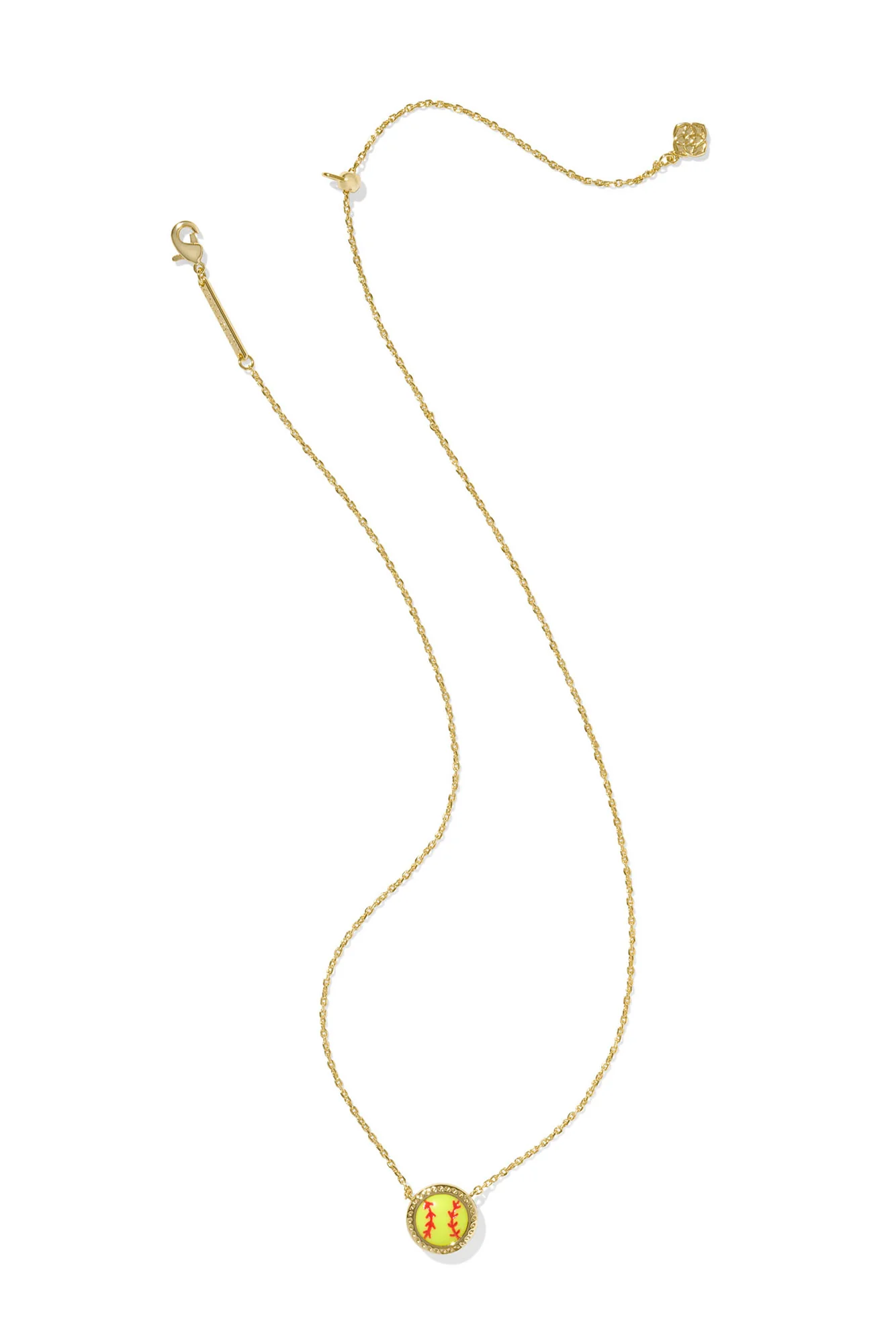 Softball Short Pendant Necklace Gold