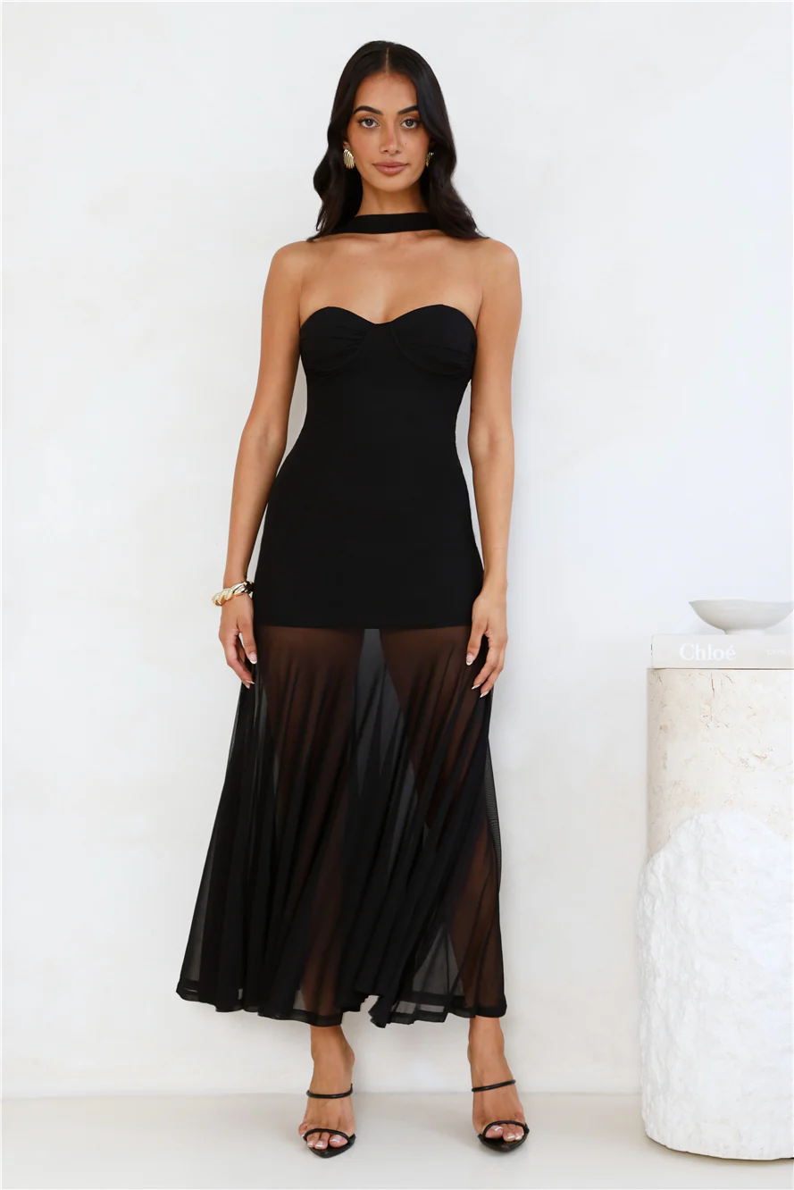 Serene Sway Strapless Maxi Dress Black