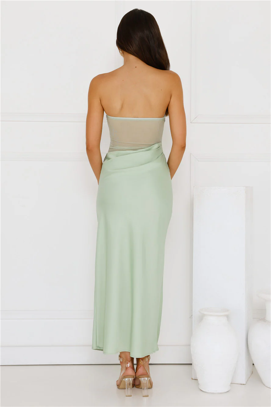 Sunbeam Serenade Strapless Mesh Maxi Dress Green
