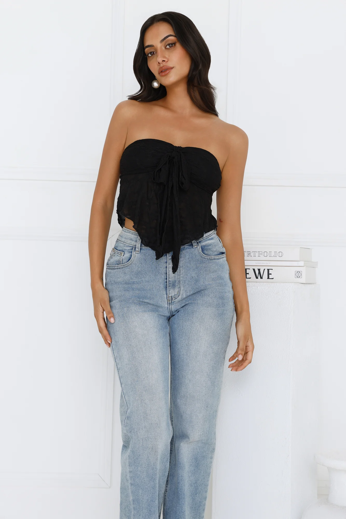 Sweet Berry Strapless Crop Top Black