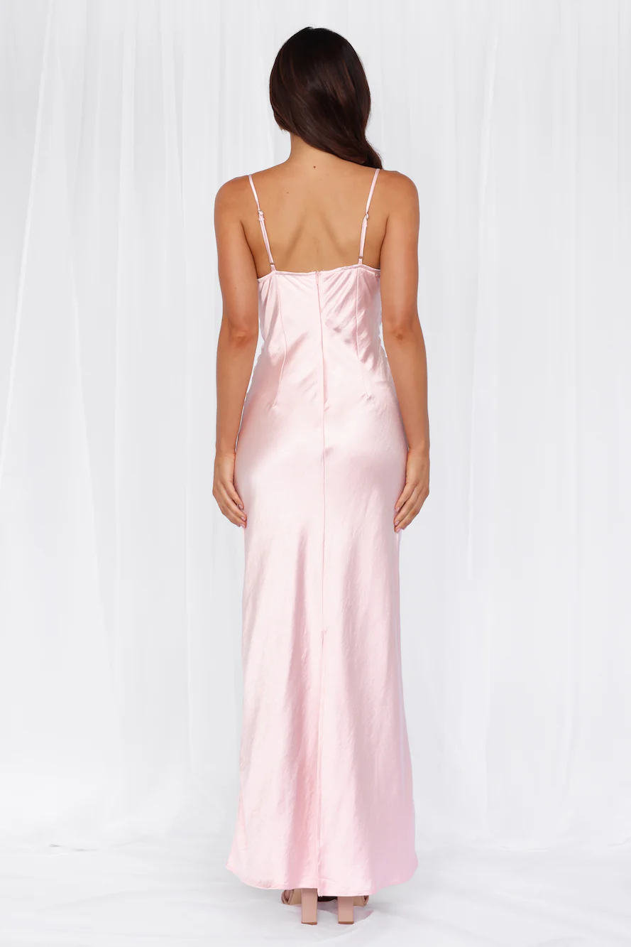 The Madeline Cowl Satin Maxi Dress Pink