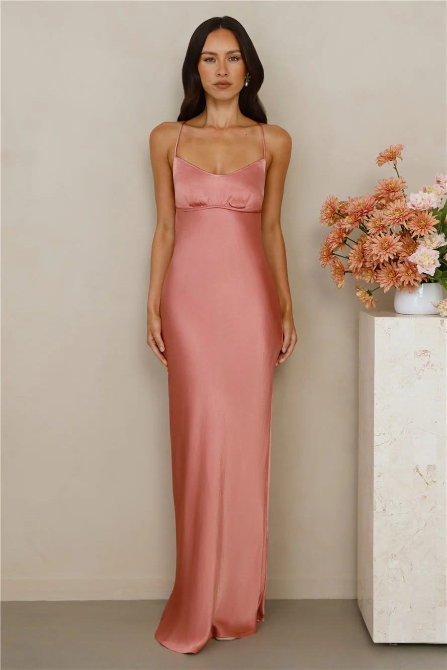 The Samara Satin Maxi Dress Rose