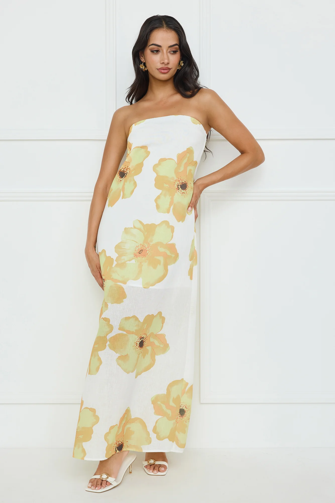 Sunlight’s Embrace Strapless Maxi Dress Yellow