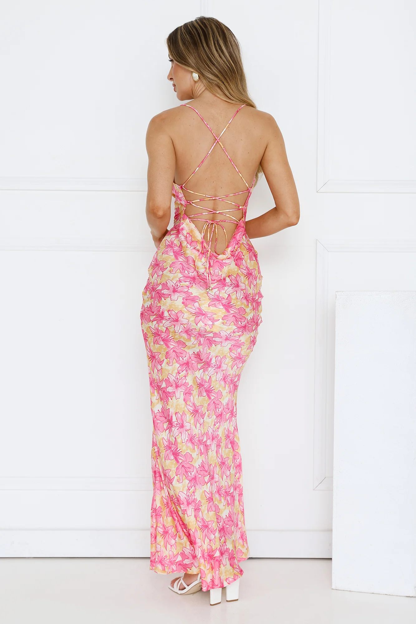 Twilight Tea Parties Satin Maxi Dress Pink