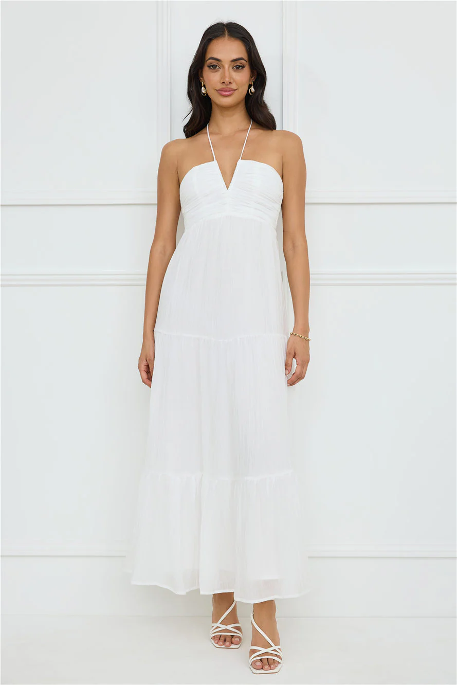 Sunshine Escape Halter Maxi Dress White