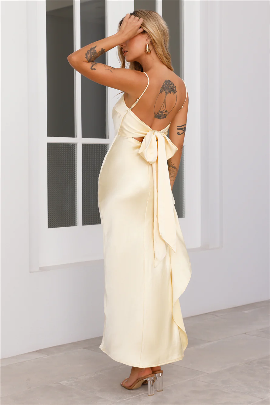 Sweet Stories Satin Maxi Dress Yellow