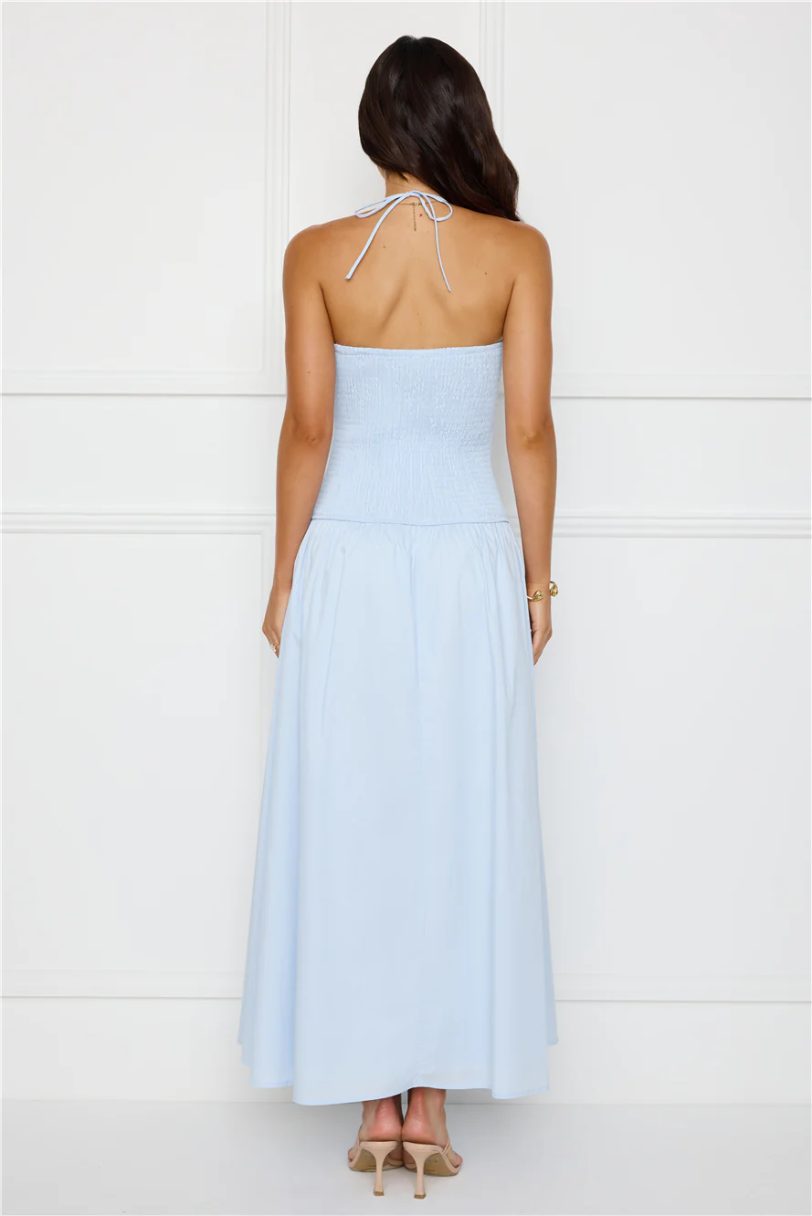Unmatched Energy Halter Maxi Dress Blue