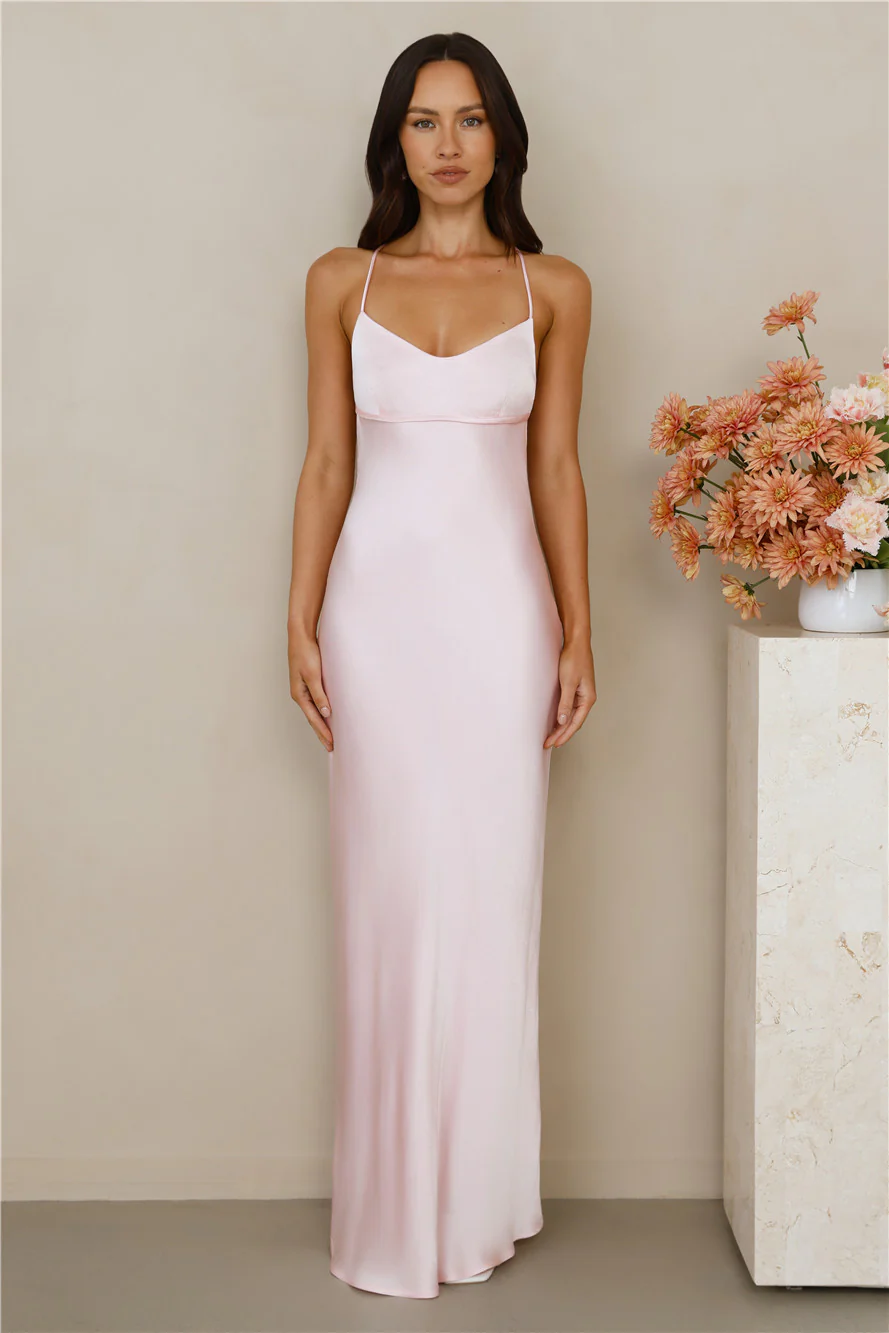 The Samara Satin Maxi Dress Pink