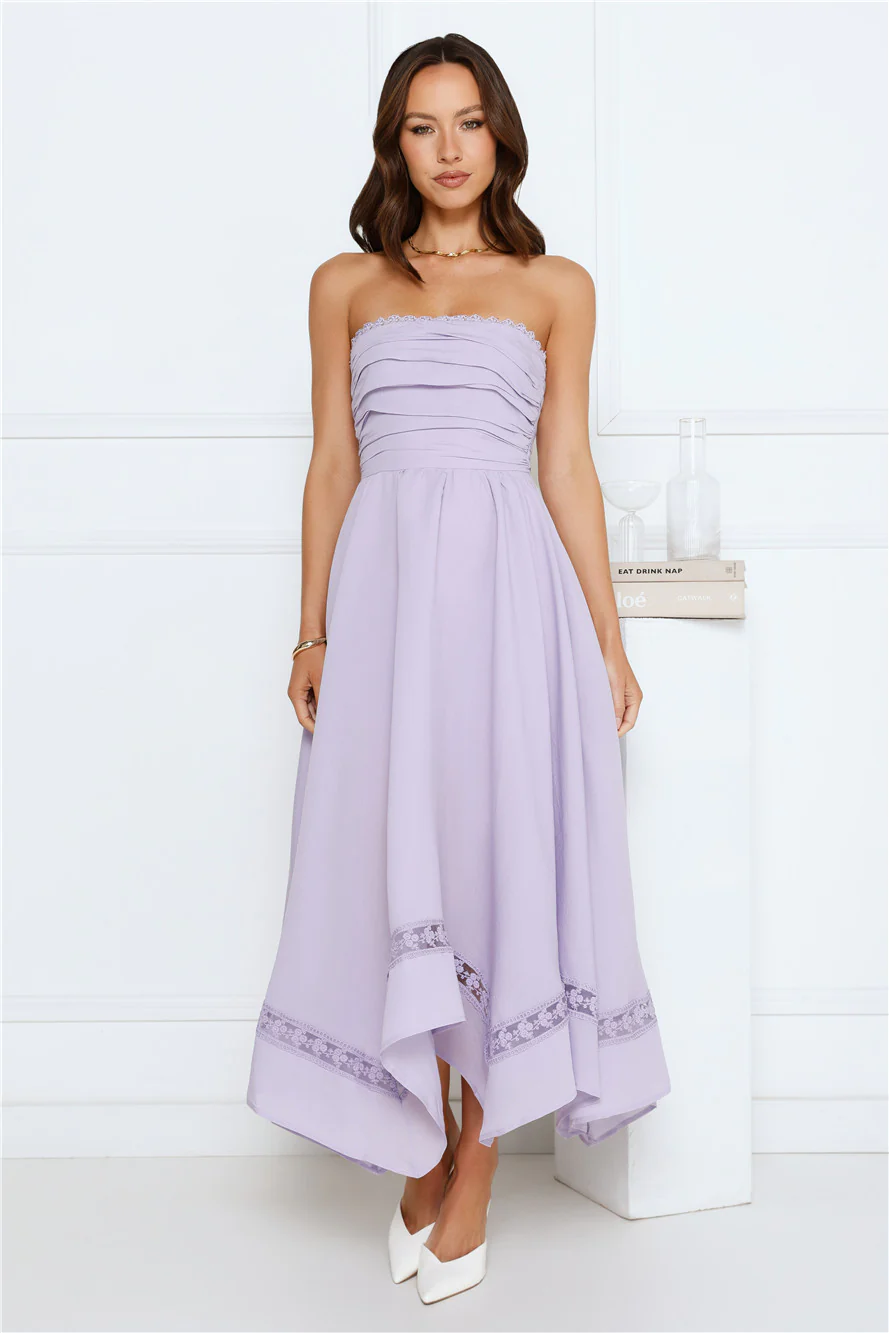 Visit The Moon Strapless Midi Dress Lilac