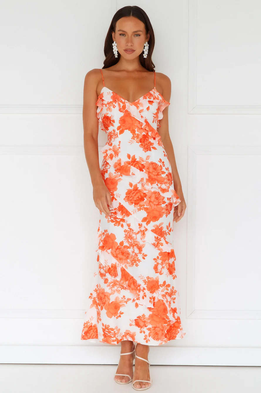 Sunshine Daisies Maxi Dress Orange