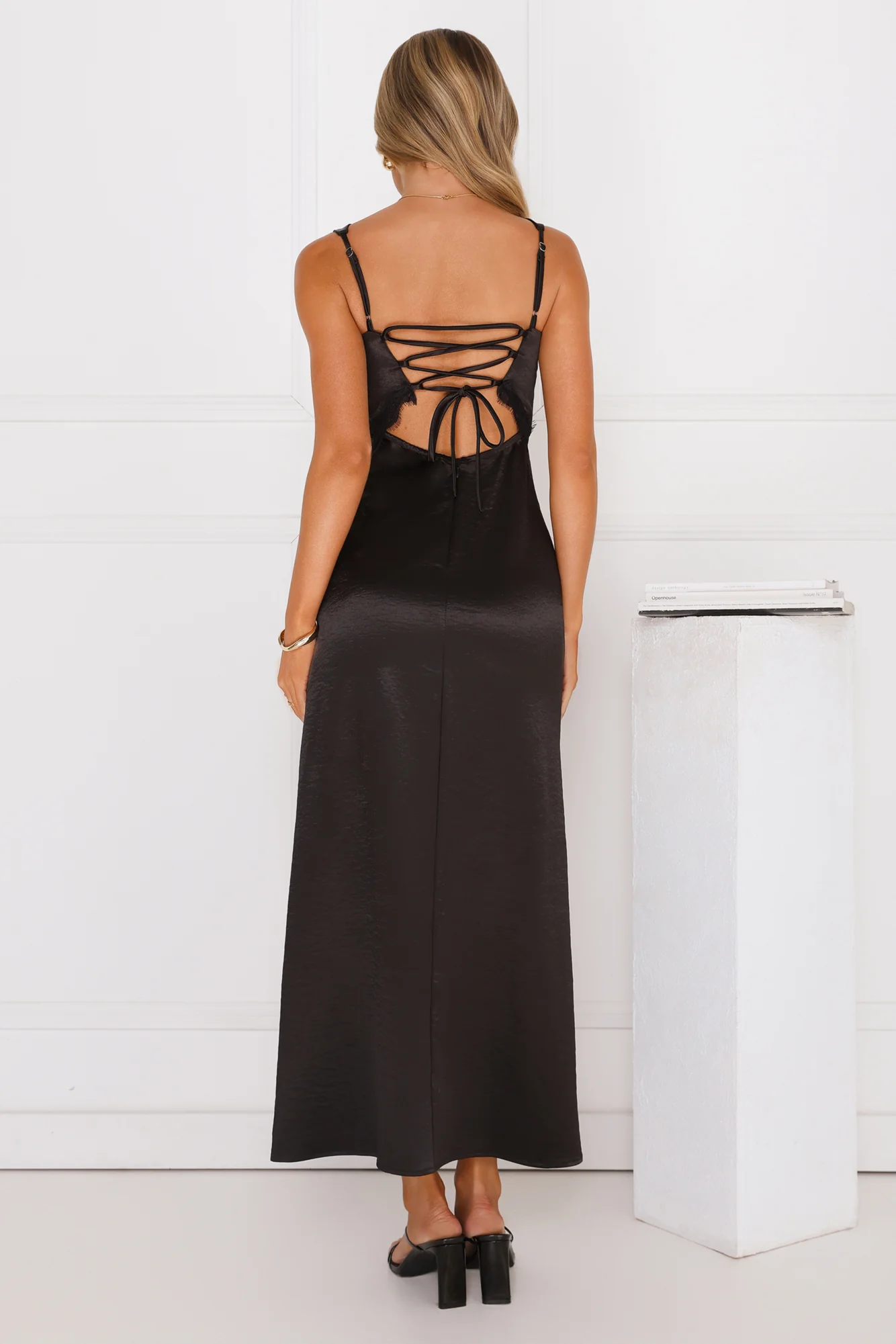 That Girl Theory Satin Maxi Dress Black
