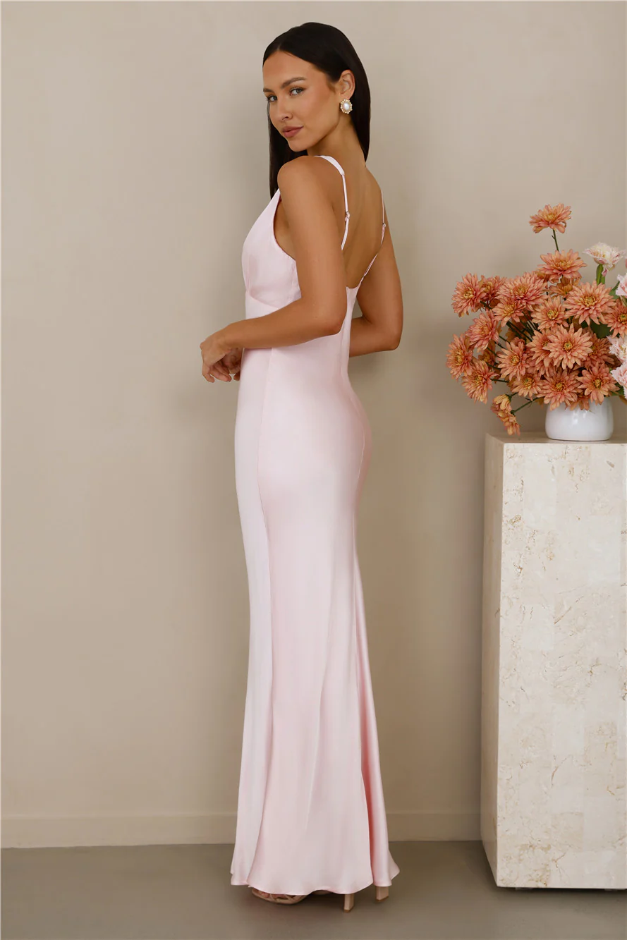 The Isabeau Satin Maxi Dress Pink