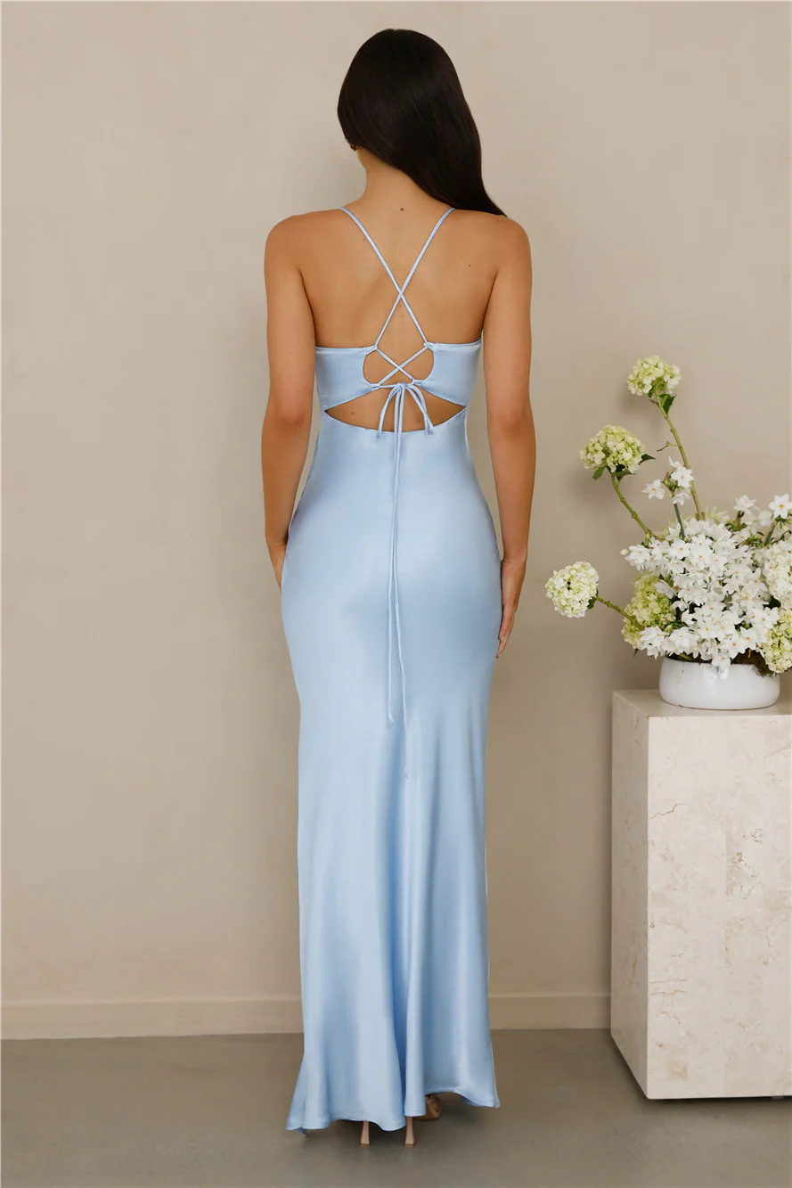 The Sophia Satin Maxi Dress Blue