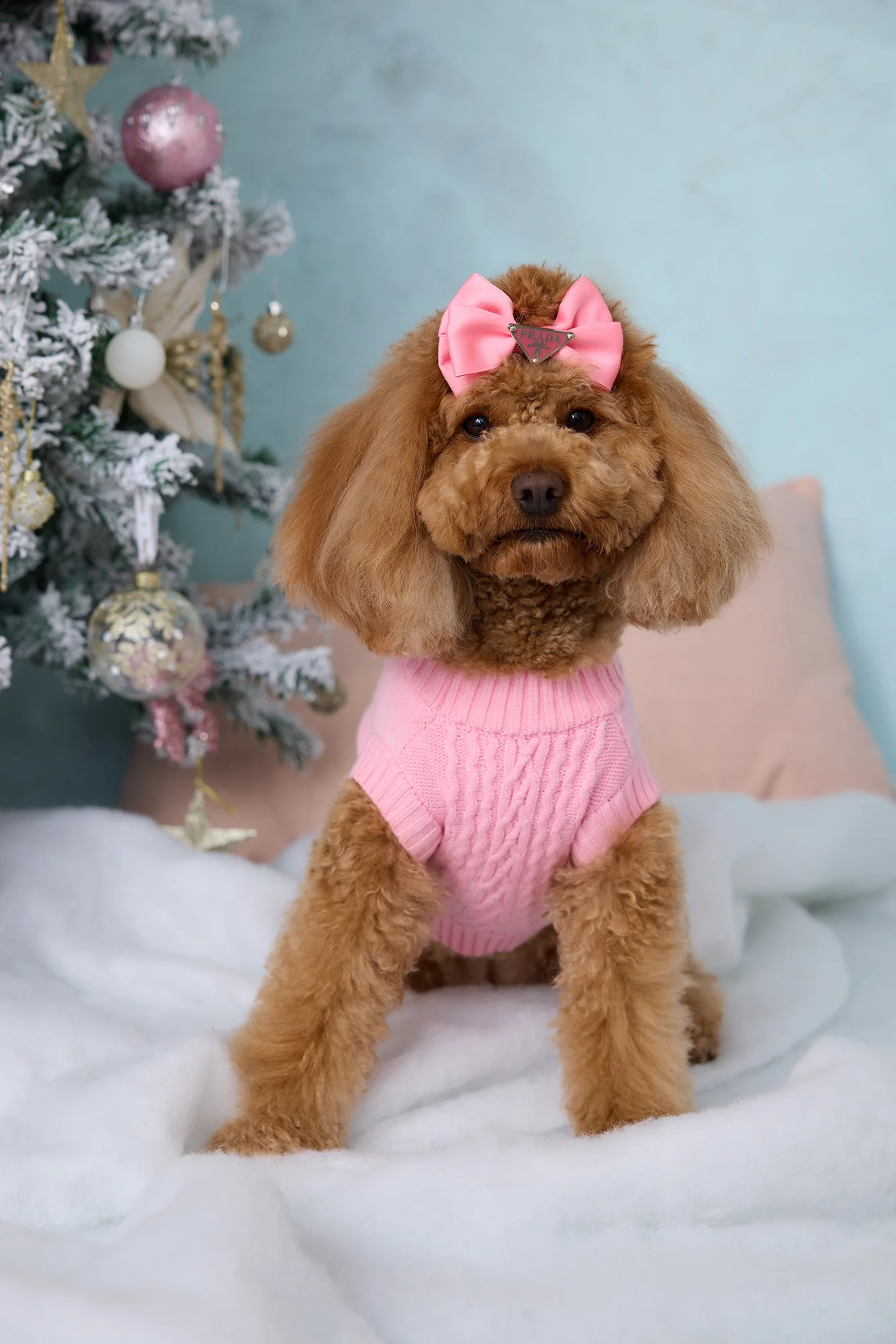 Trendsetter Poppy Dog Knit Sweater Pink
