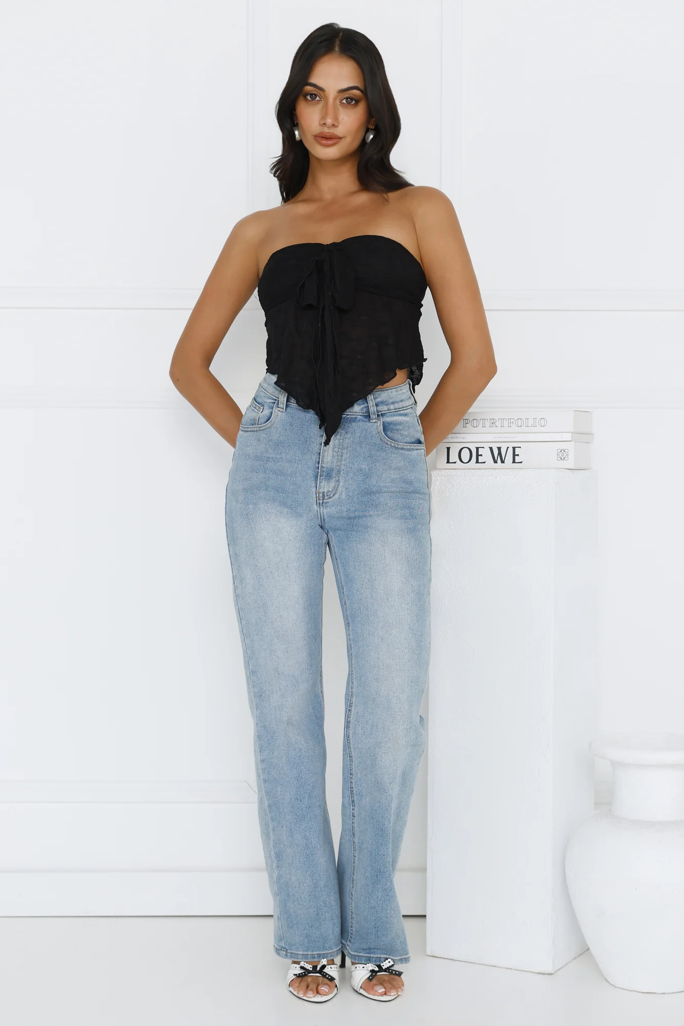 Sweet Berry Strapless Crop Top Black