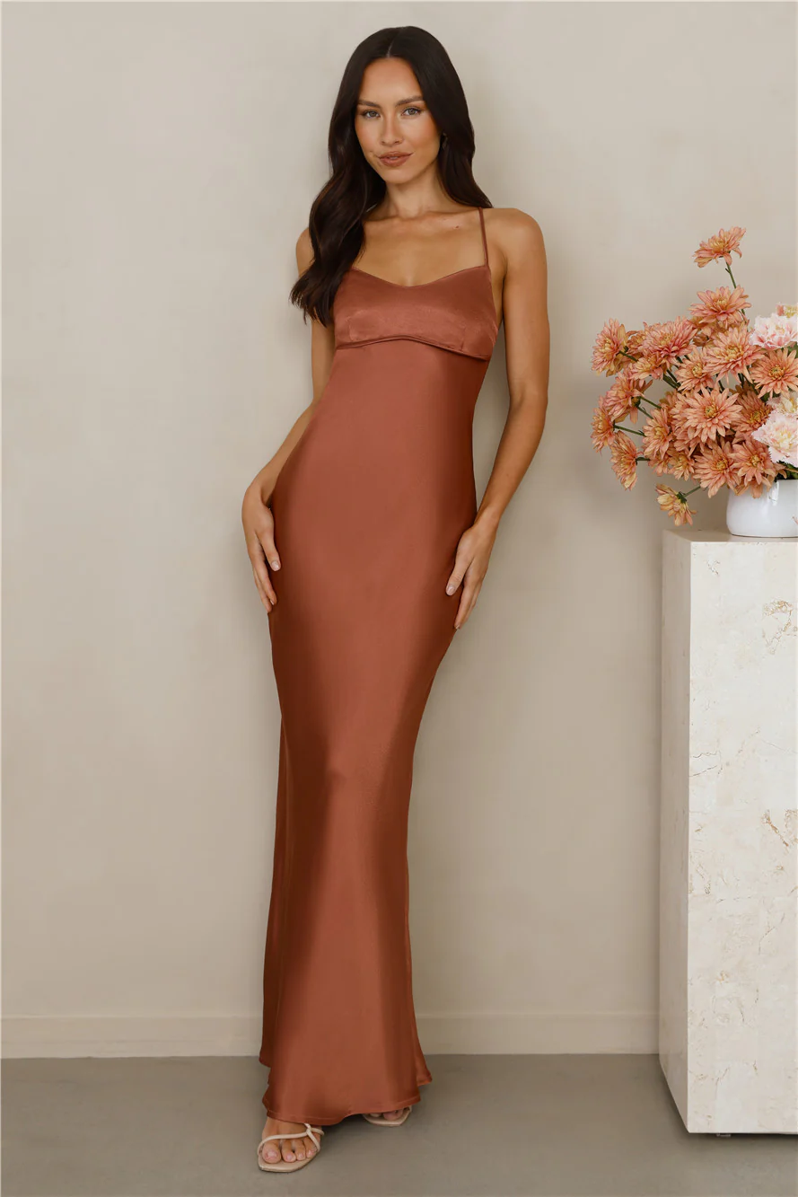 The Samara Satin Maxi Dress Copper