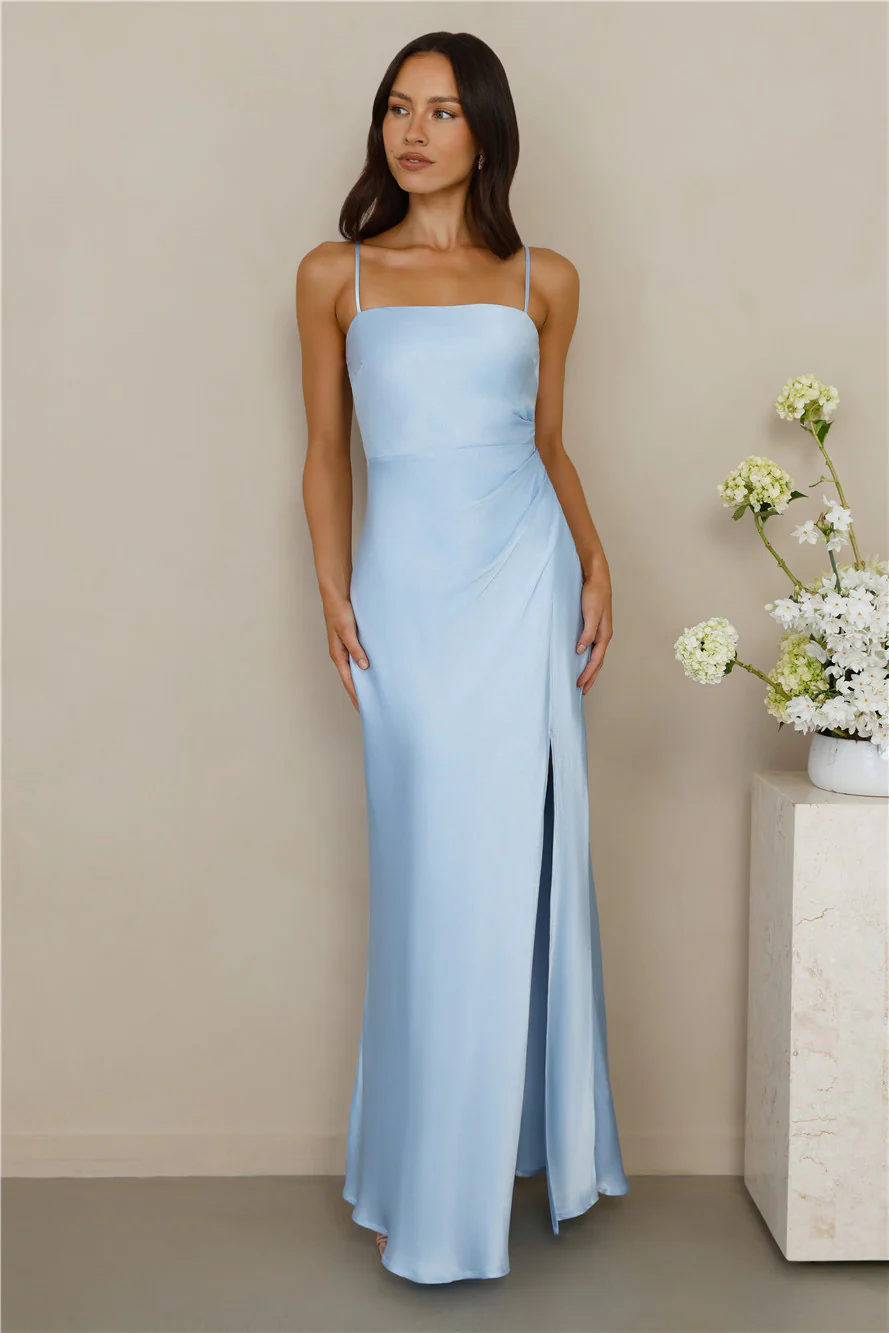 The Violetta Satin Maxi Dress Blue