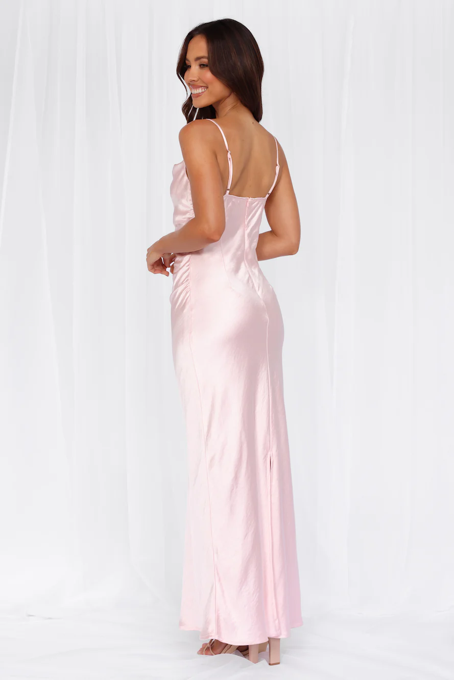 The Madeline Cowl Satin Maxi Dress Pink