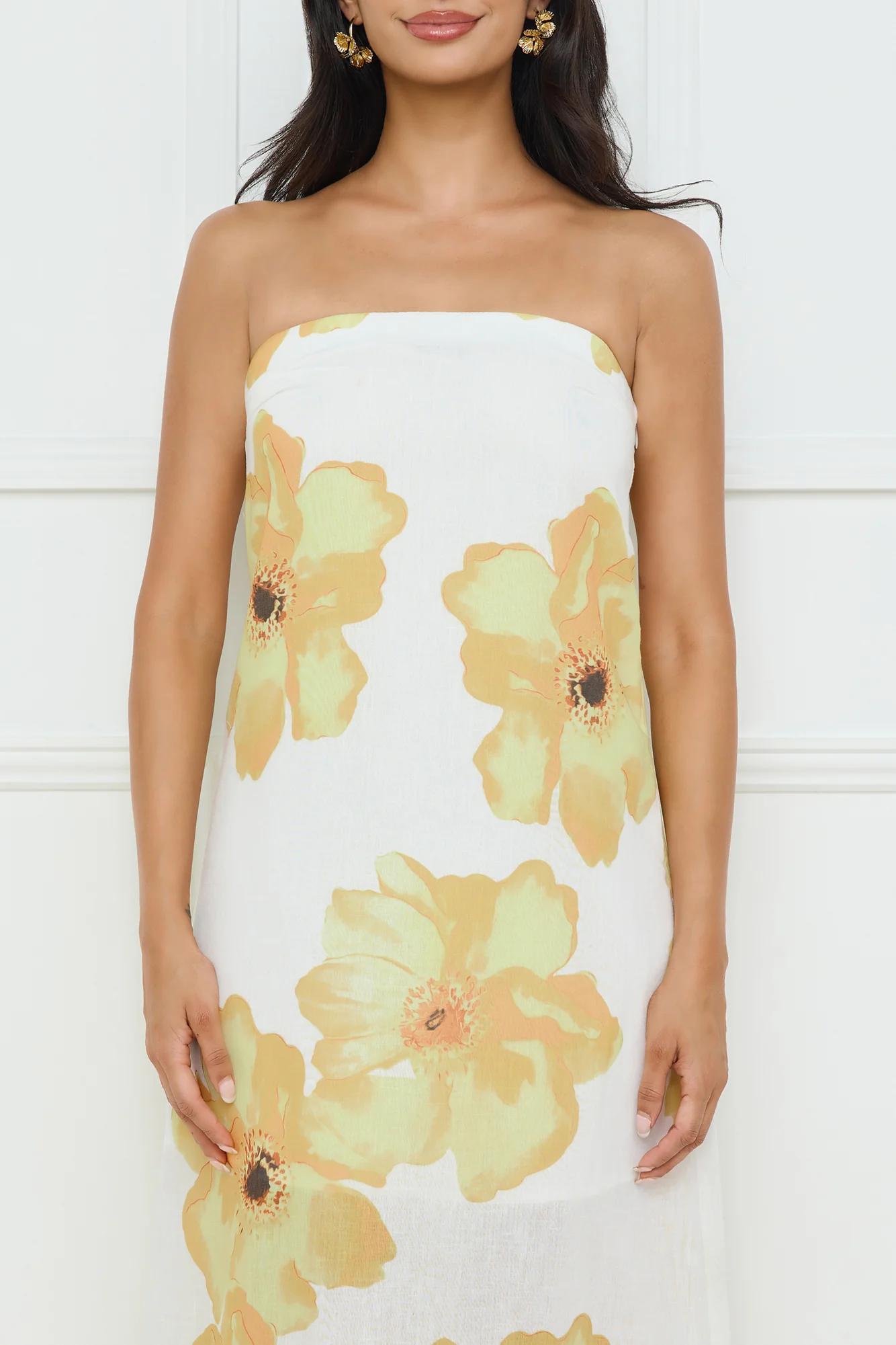 Sunlight’s Embrace Strapless Maxi Dress Yellow