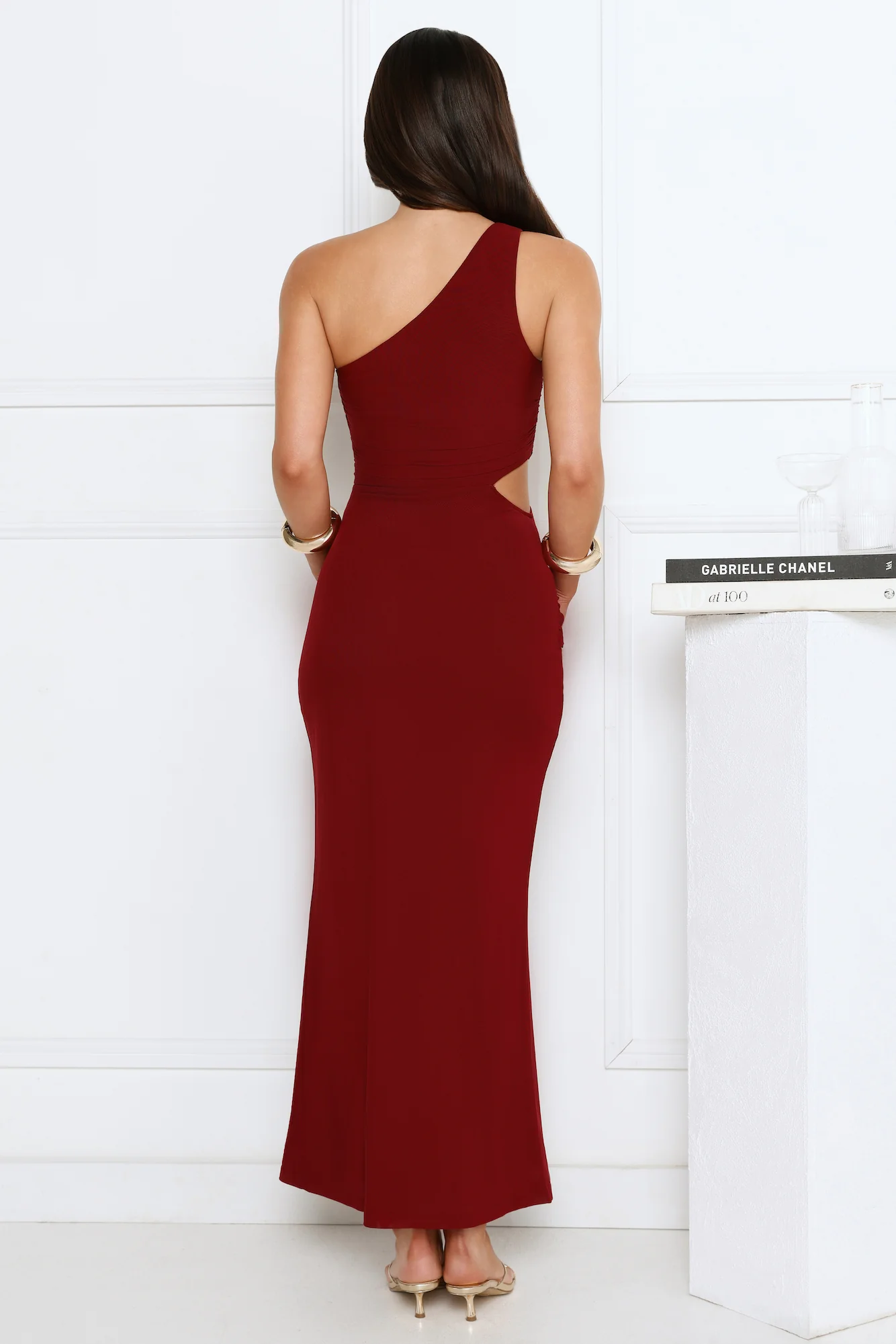 Urban Twilight One Shoulder Mesh Maxi Dress Wine