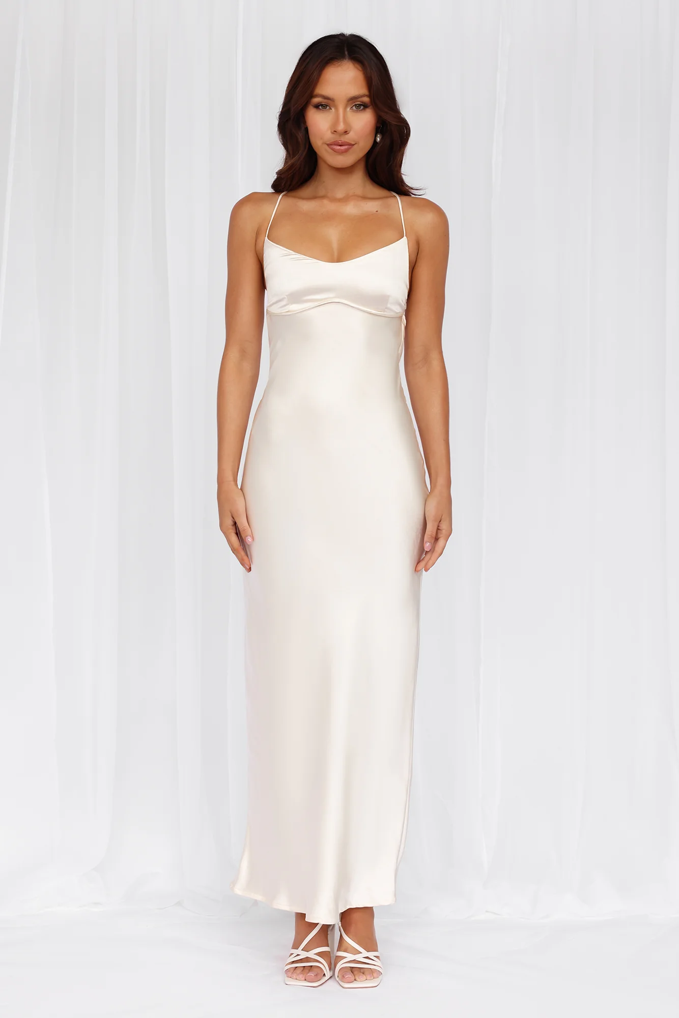 The Samara Satin Maxi Dress Pearl