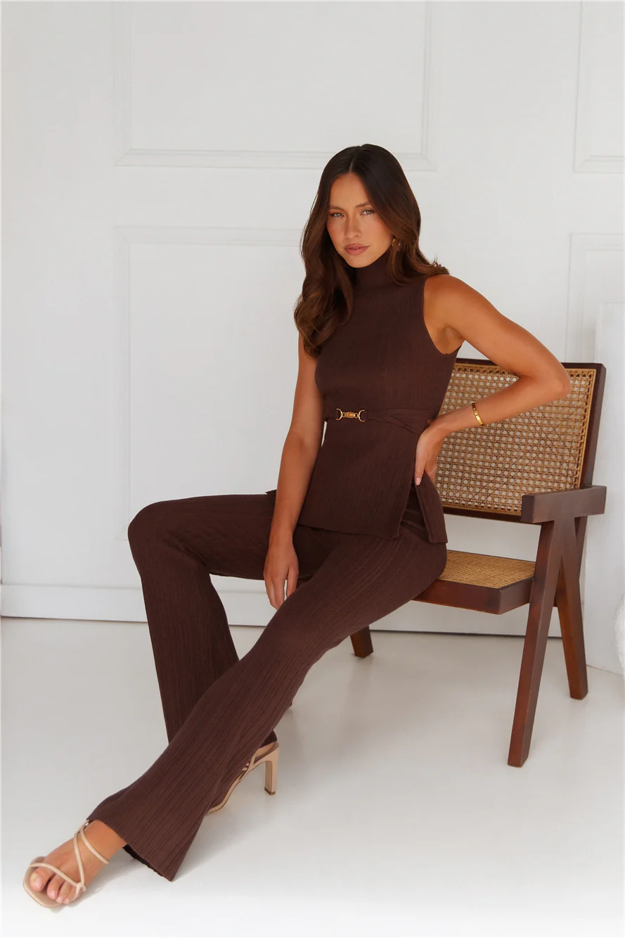 Star Power Ribbed Pants Brown