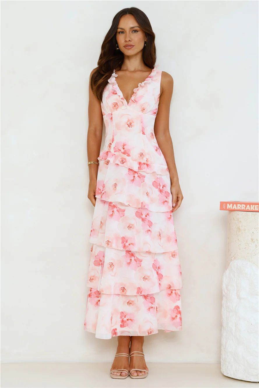 Sunset In Bali Maxi Dress Pink
