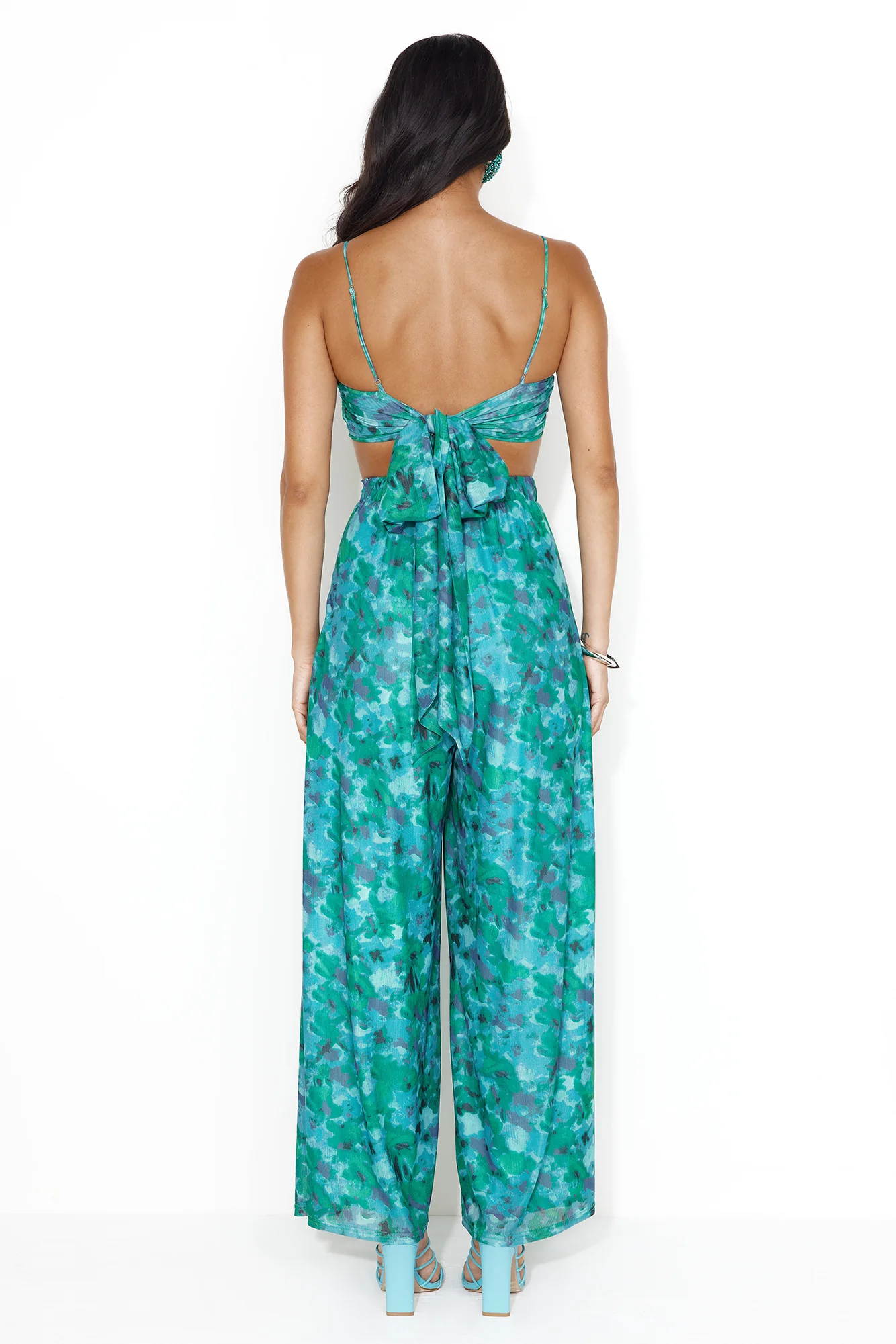 Tropical Rainforest Mesh Wide Leg Pants Green