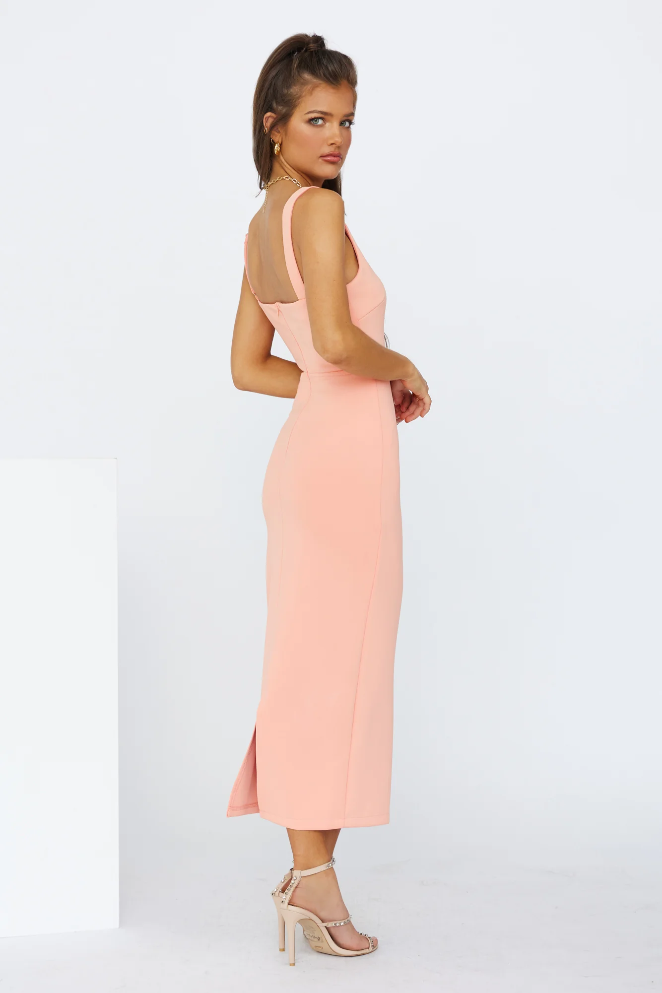 Sweet Lines Midi Dress Apricot