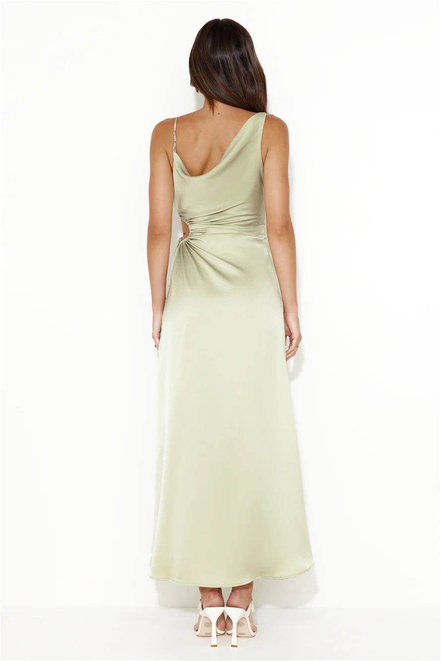 The One I Want Satin Maxi Dress Lime