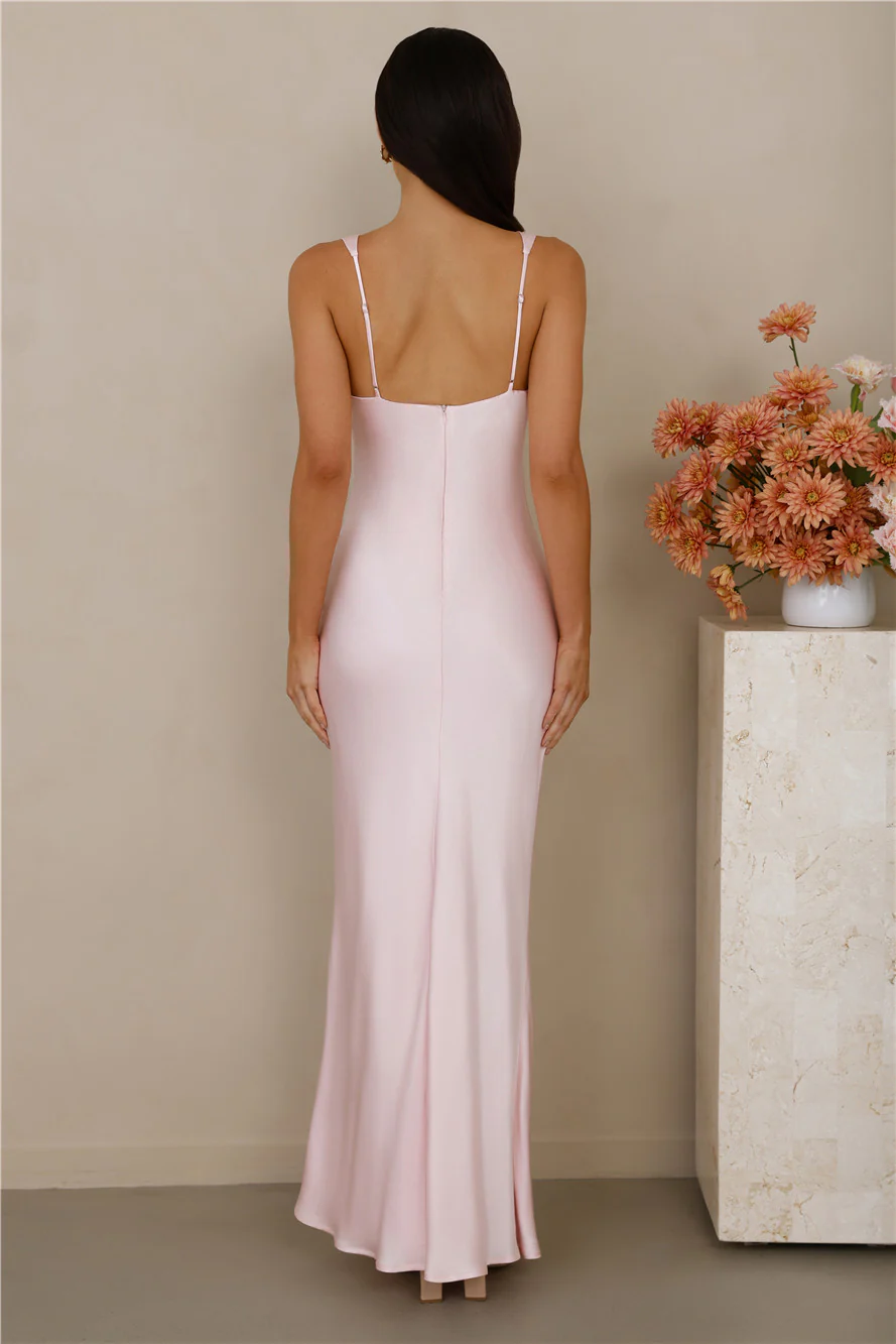 The Isabeau Satin Maxi Dress Pink