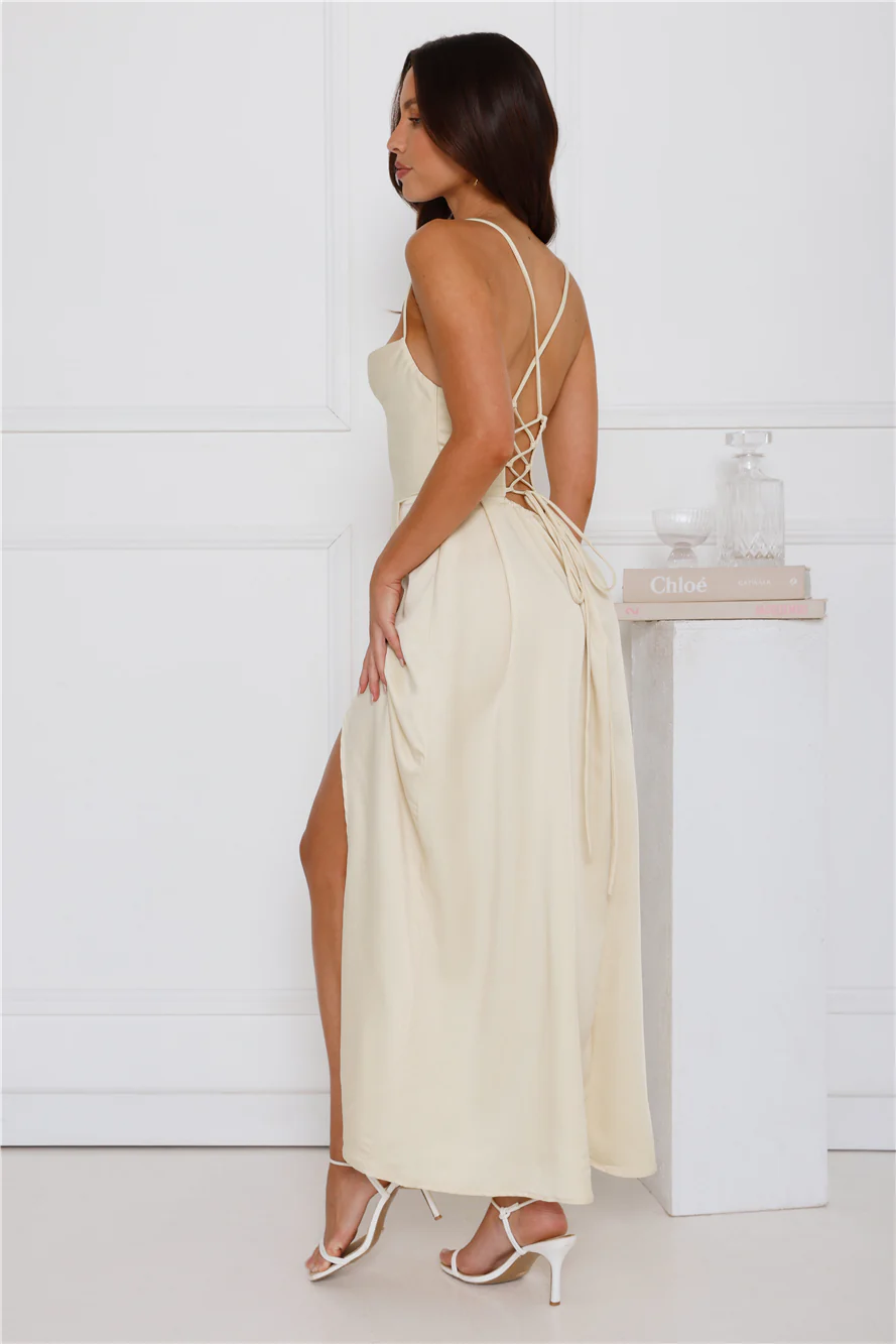 The Only Girl Satin Maxi Dress Yellow