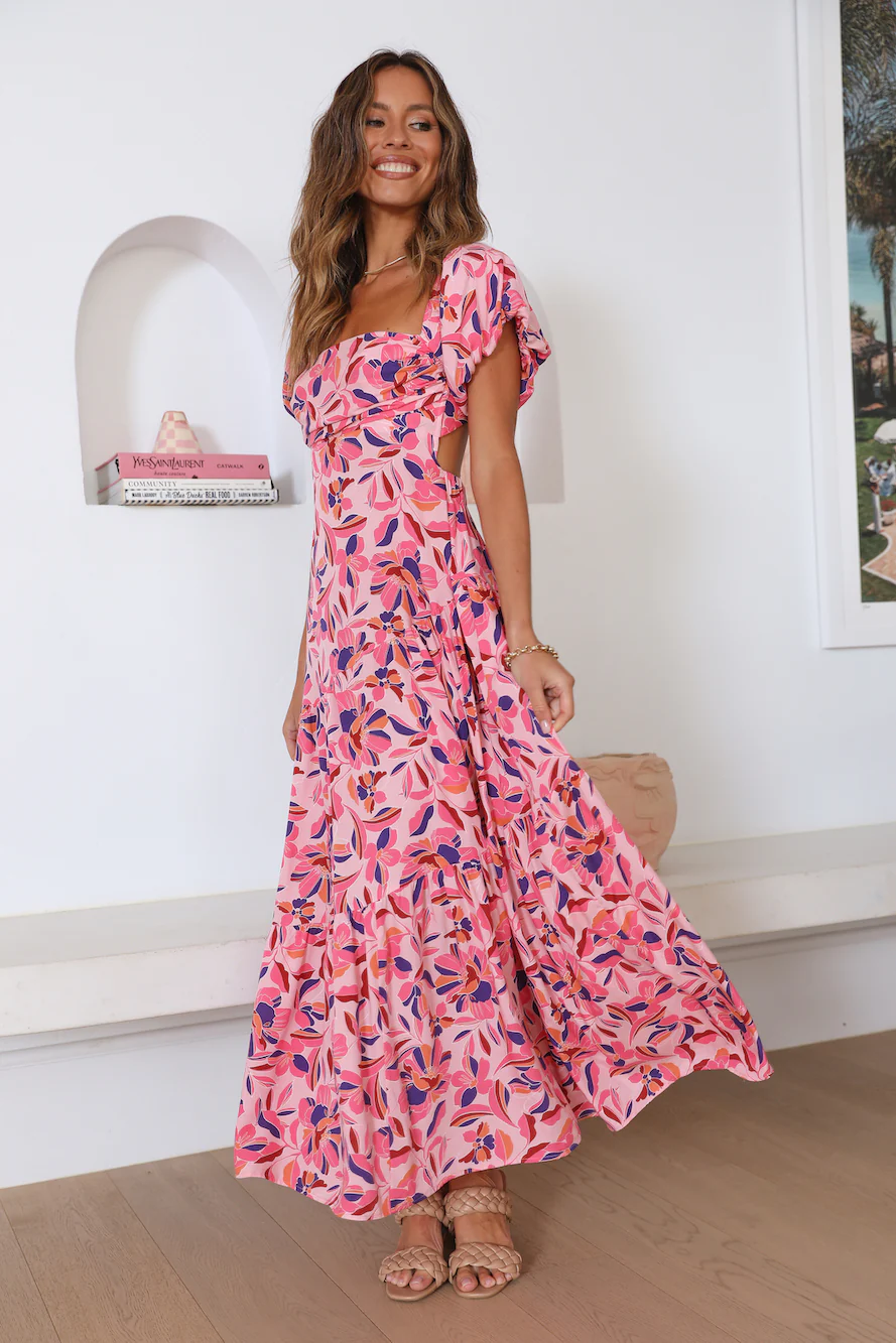 Szn For Prints Maxi Dress Pink