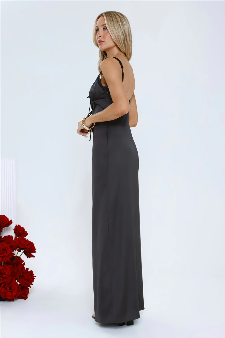 The Midnight Edit Satin Maxi Dress Black