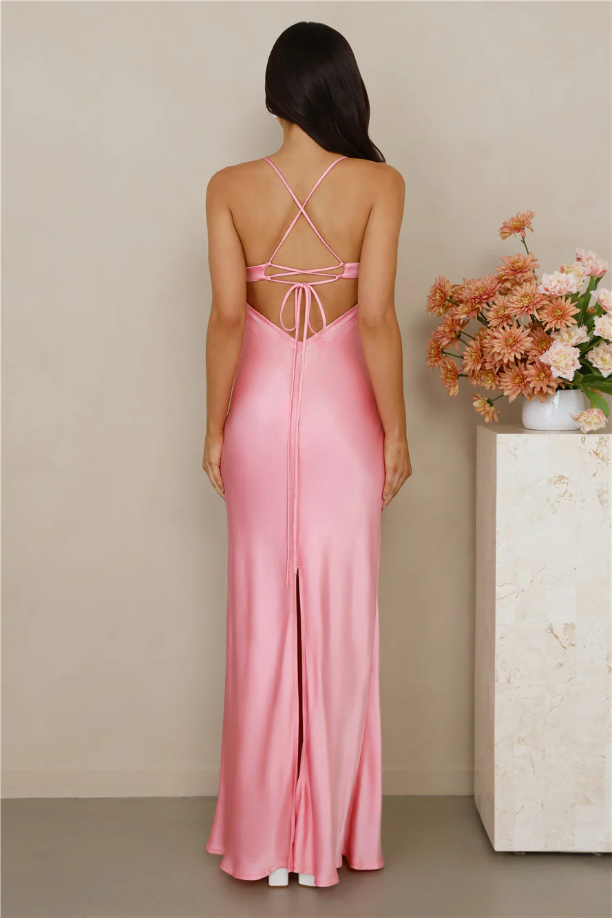 The Samara Satin Maxi Dress Candy