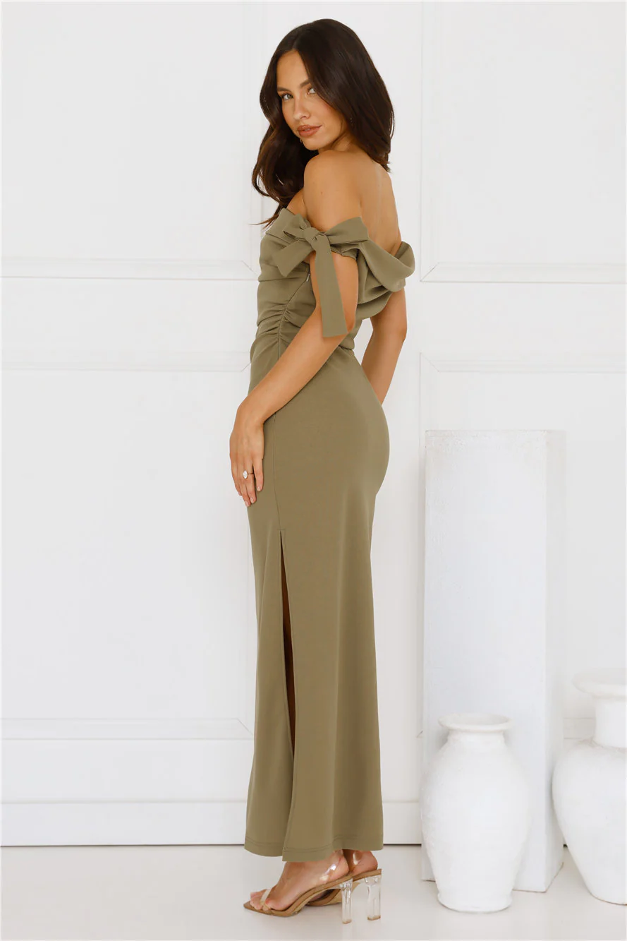 The Luxe Party Maxi Dress Olive
