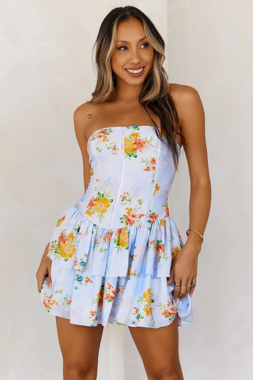Simply Perfect Strapless Mini Dress Blue