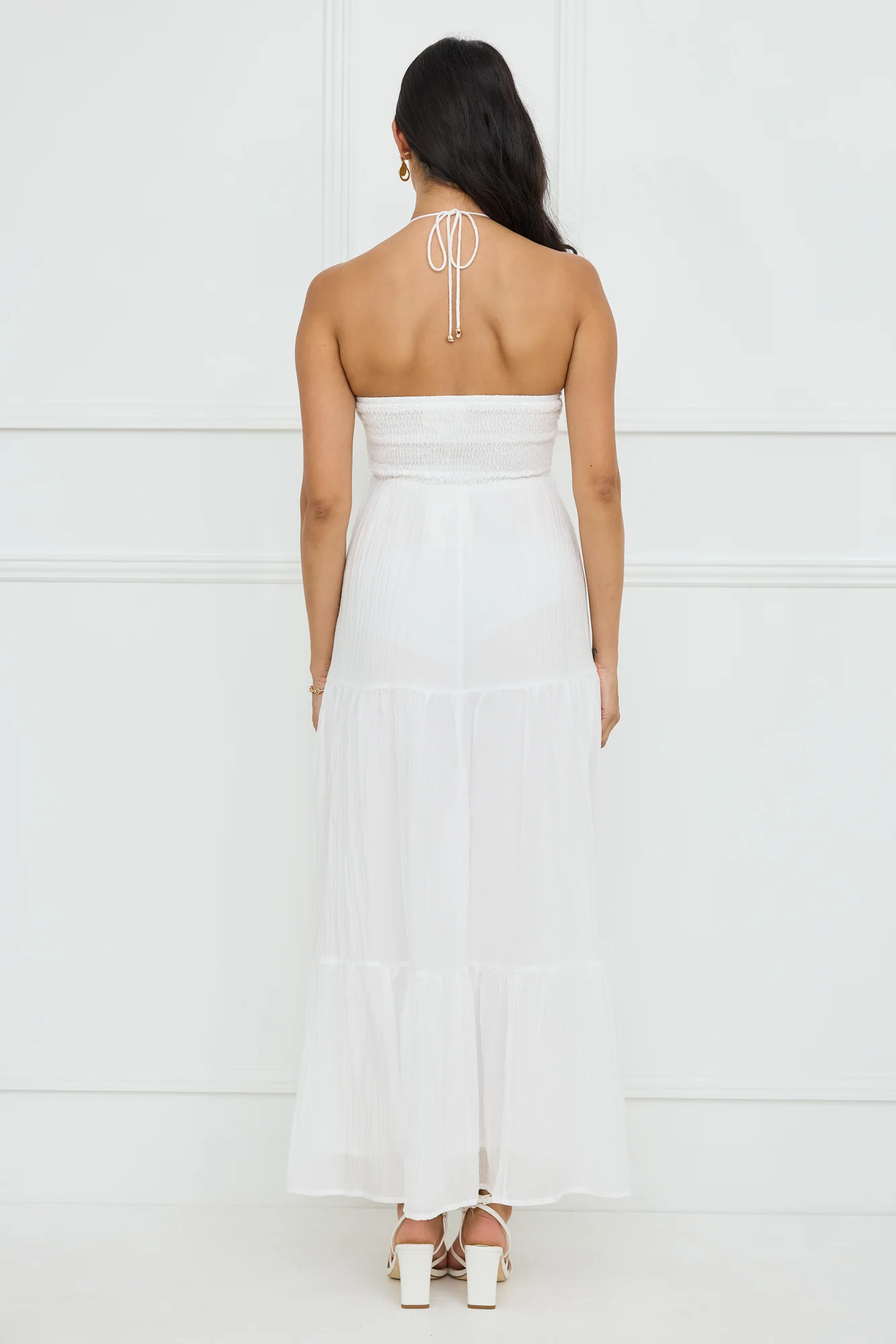 Sunshine Escape Halter Maxi Dress White