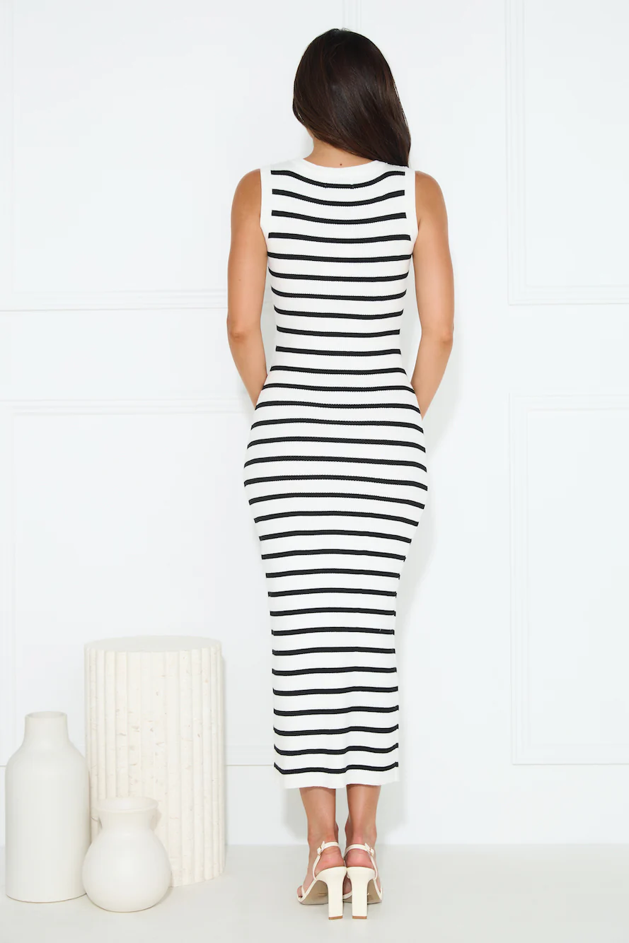 Take Your Place Knit Ribbed Maxi Dress White