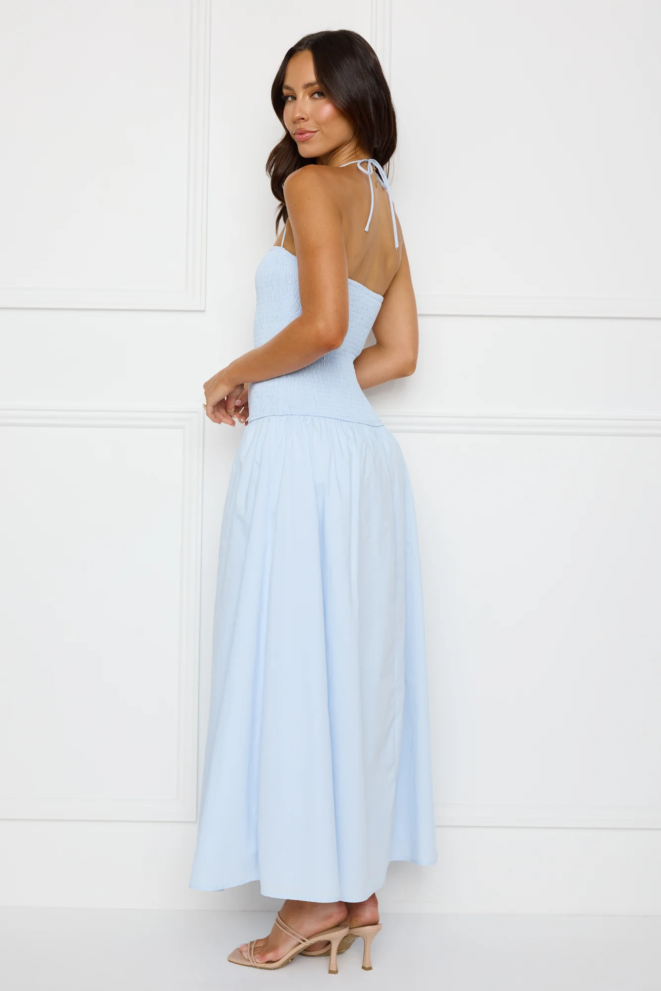 Unmatched Energy Halter Maxi Dress Blue