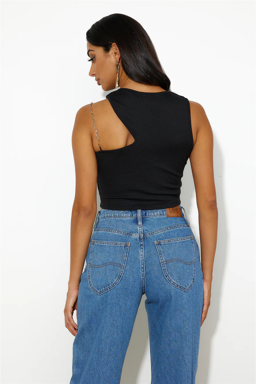 Touch Of Gold Crop Top Black