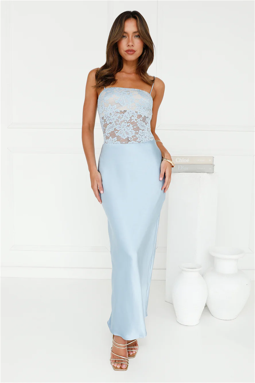 Switch On Satin Maxi Dress Blue