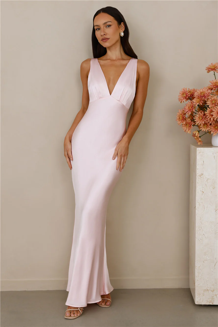 The Isabeau Satin Maxi Dress Pink
