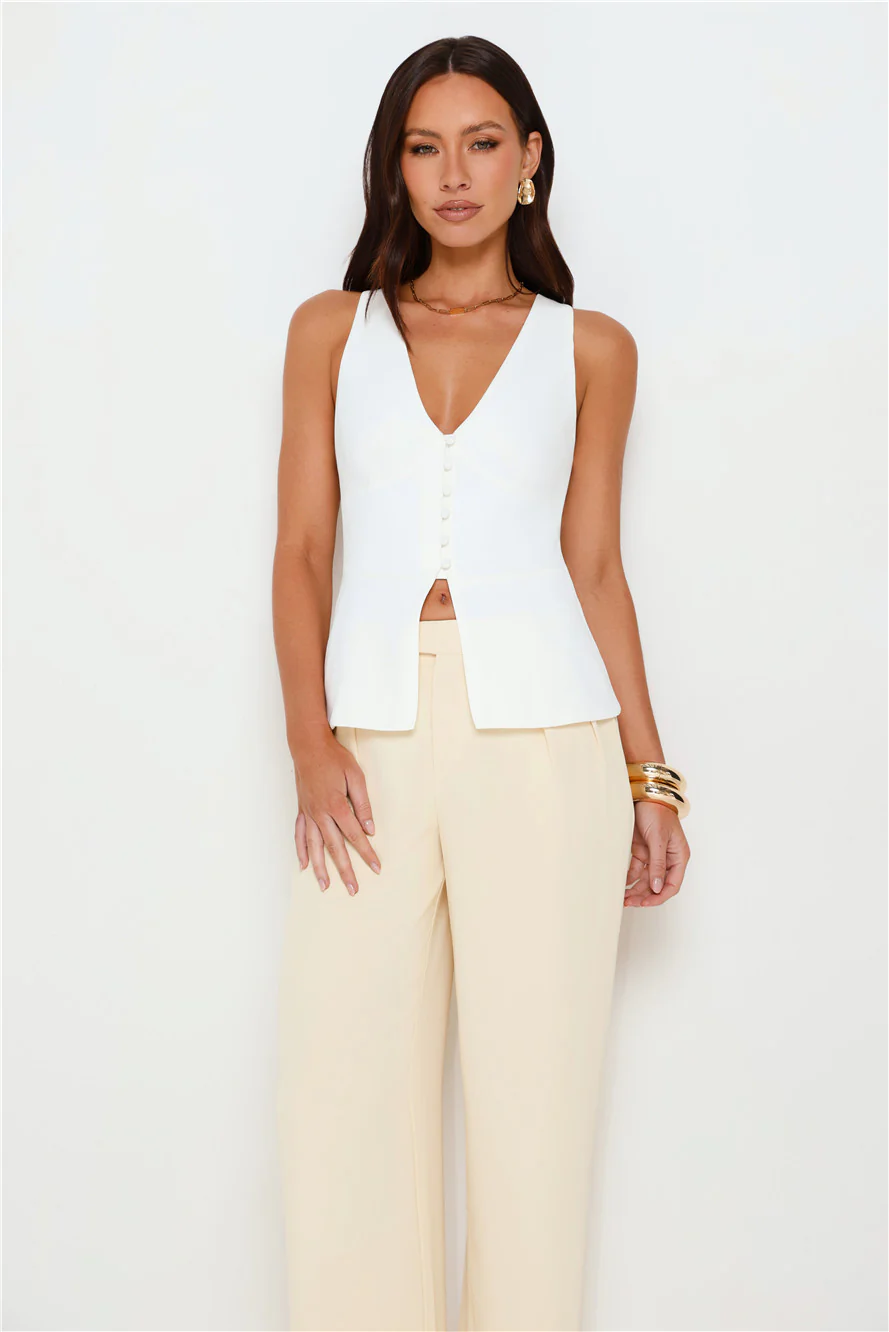 Sharp Hour Tailored Top White