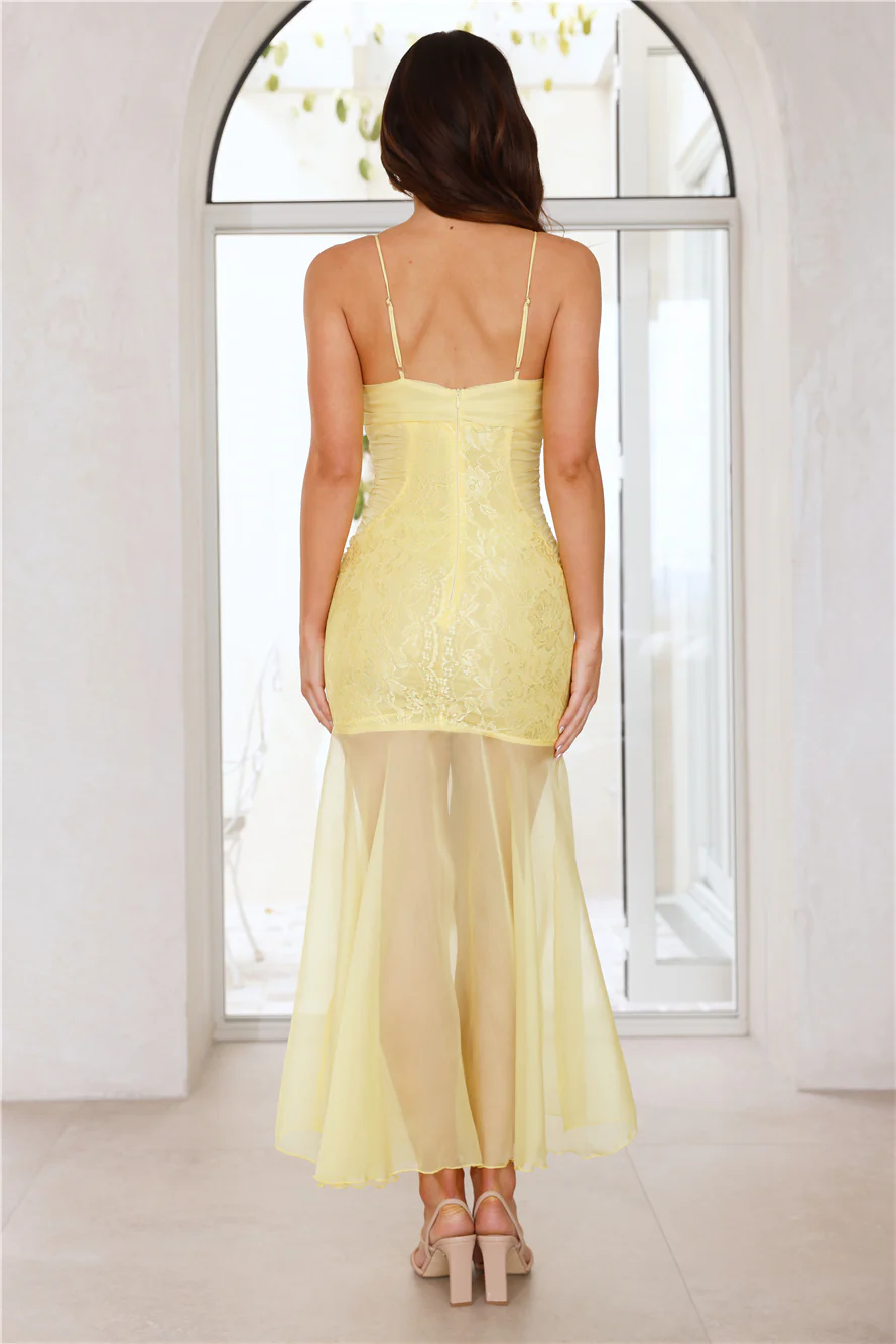 Sunset Moments Lace Maxi Dress Yellow