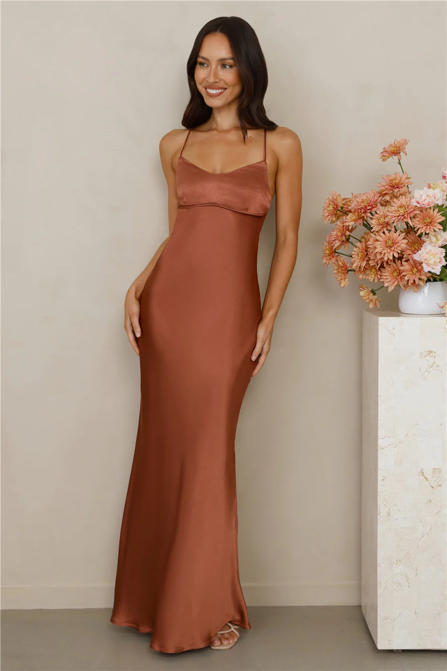 The Samara Satin Maxi Dress Copper
