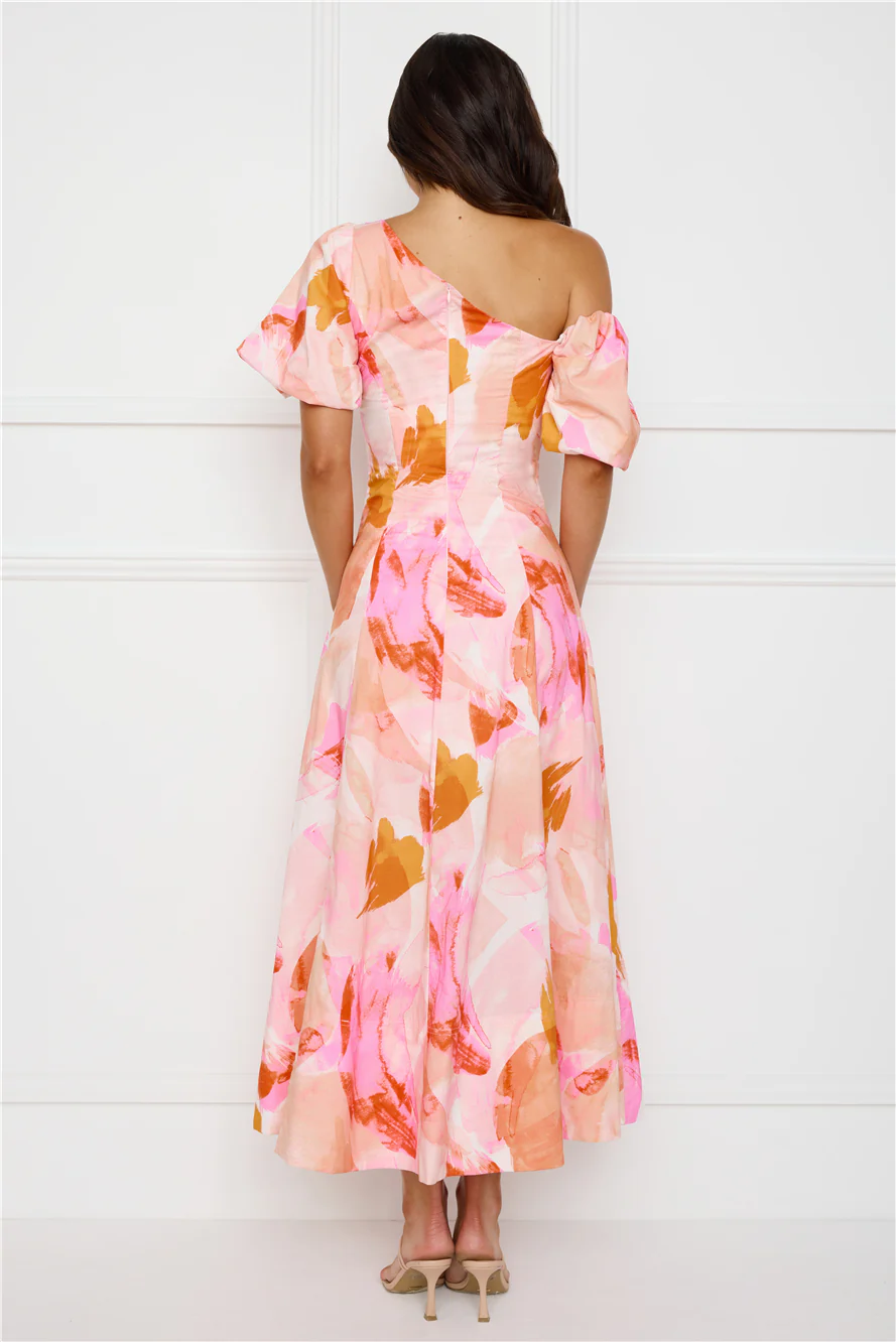 Swan Kiss Off Shoulder Maxi Dress Pink